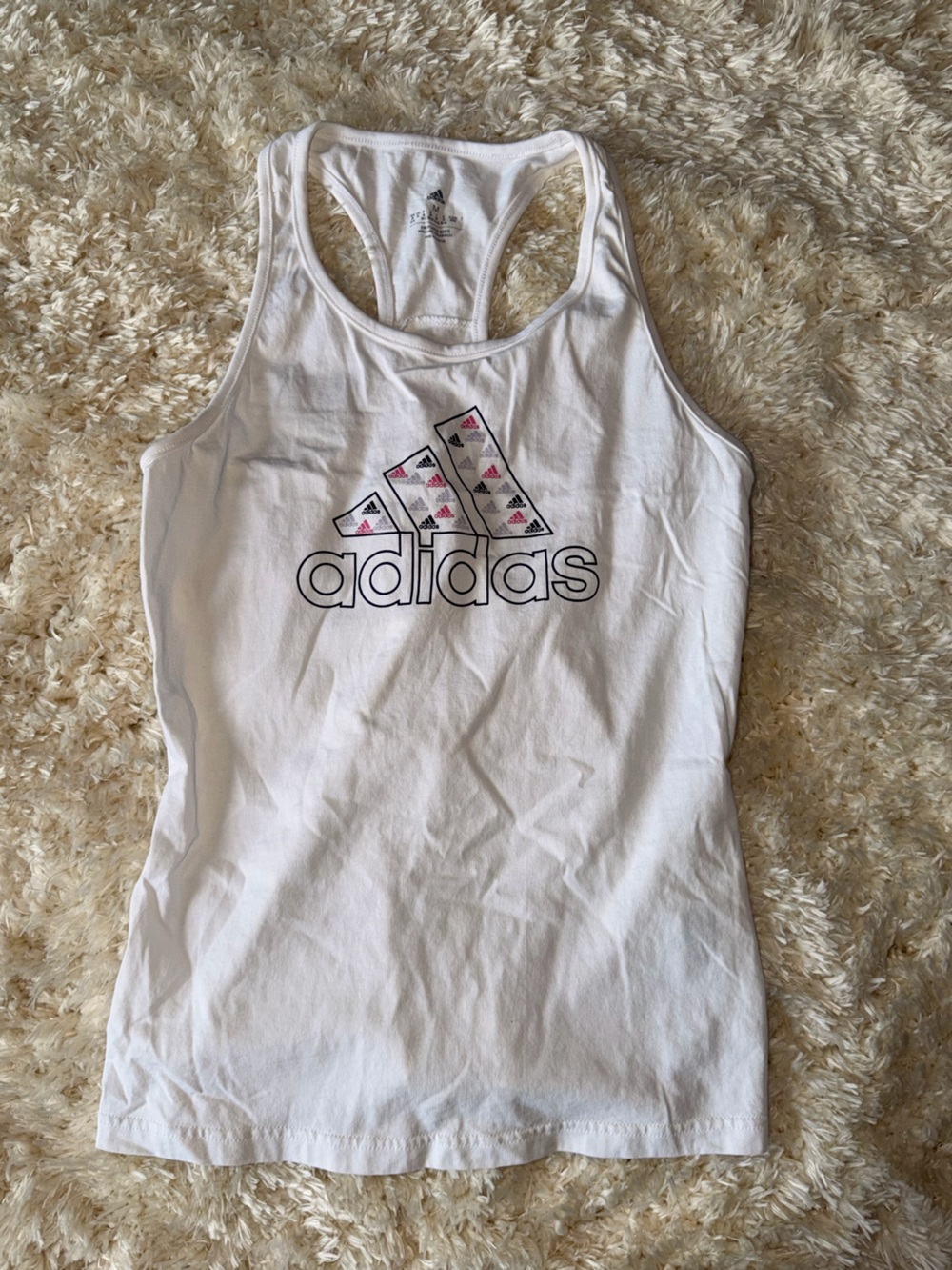 adidas White Tank with Black Logo